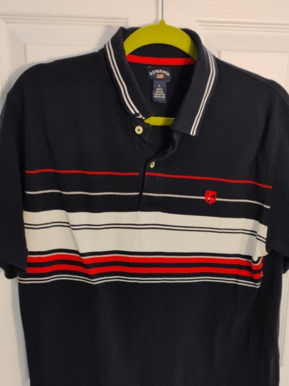U.S. Polo Assn. Men’s Polo Shirt – Size Large – Navy Red White Striped